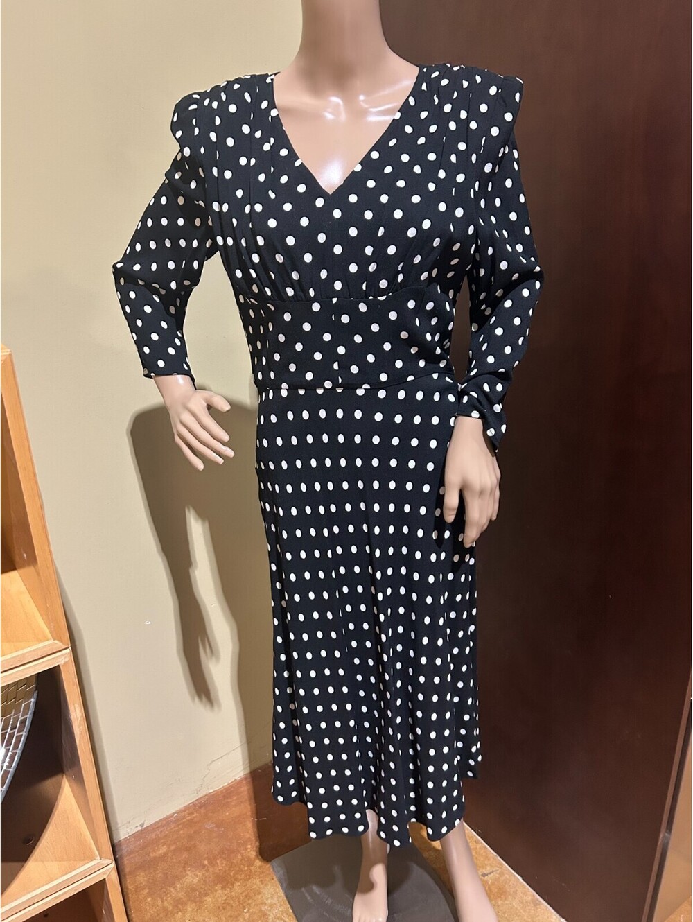 Michael Kors Collection Polka Dot Black Rouched Dress Size US 10 But Fits Sz 6